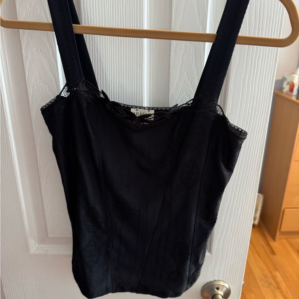 Arianne Black Bustier Tank Top Sleeveless
